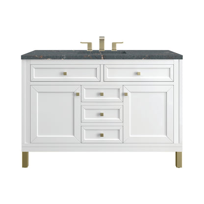 James Martin Vanities Chicago 48" Glossy White Single Vanity With 3 cm Parisien Bleu Silestone Top