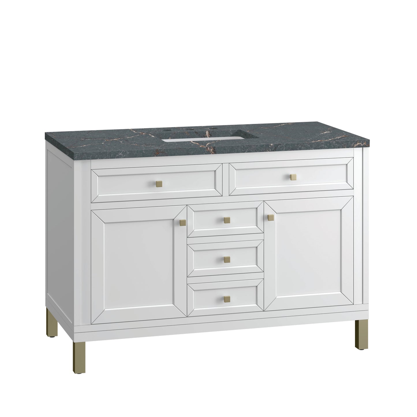 James Martin Vanities Chicago 48" Glossy White Single Vanity With 3 cm Parisien Bleu Top