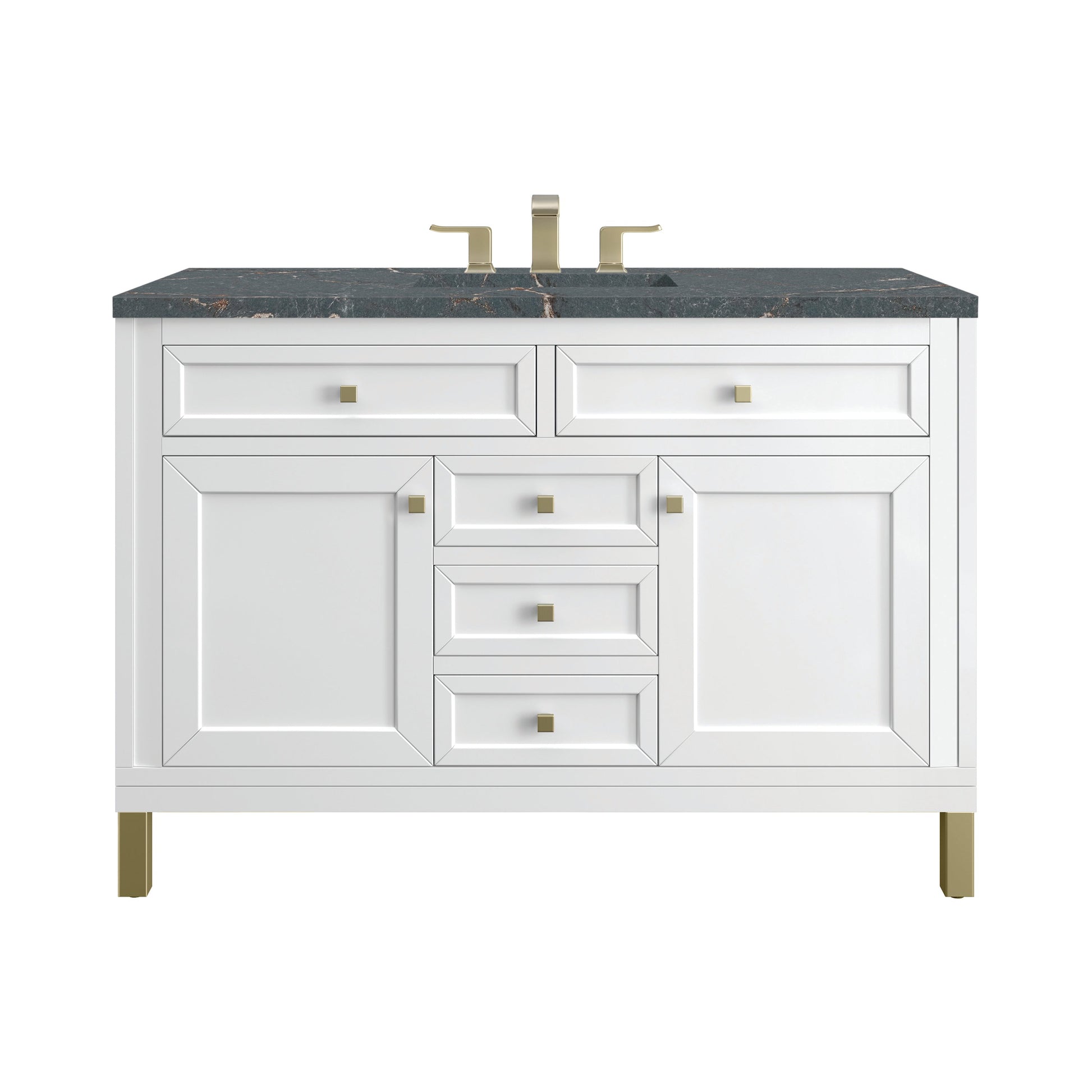 James Martin Vanities Chicago 48" Glossy White Single Vanity With 3 cm Parisien Bleu Top