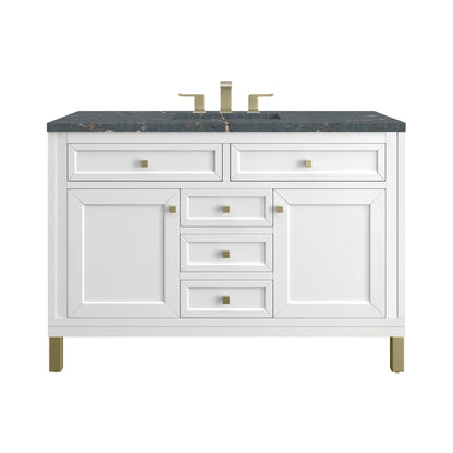 James Martin Vanities Chicago 48" Glossy White Single Vanity With 3 cm Parisien Bleu Top