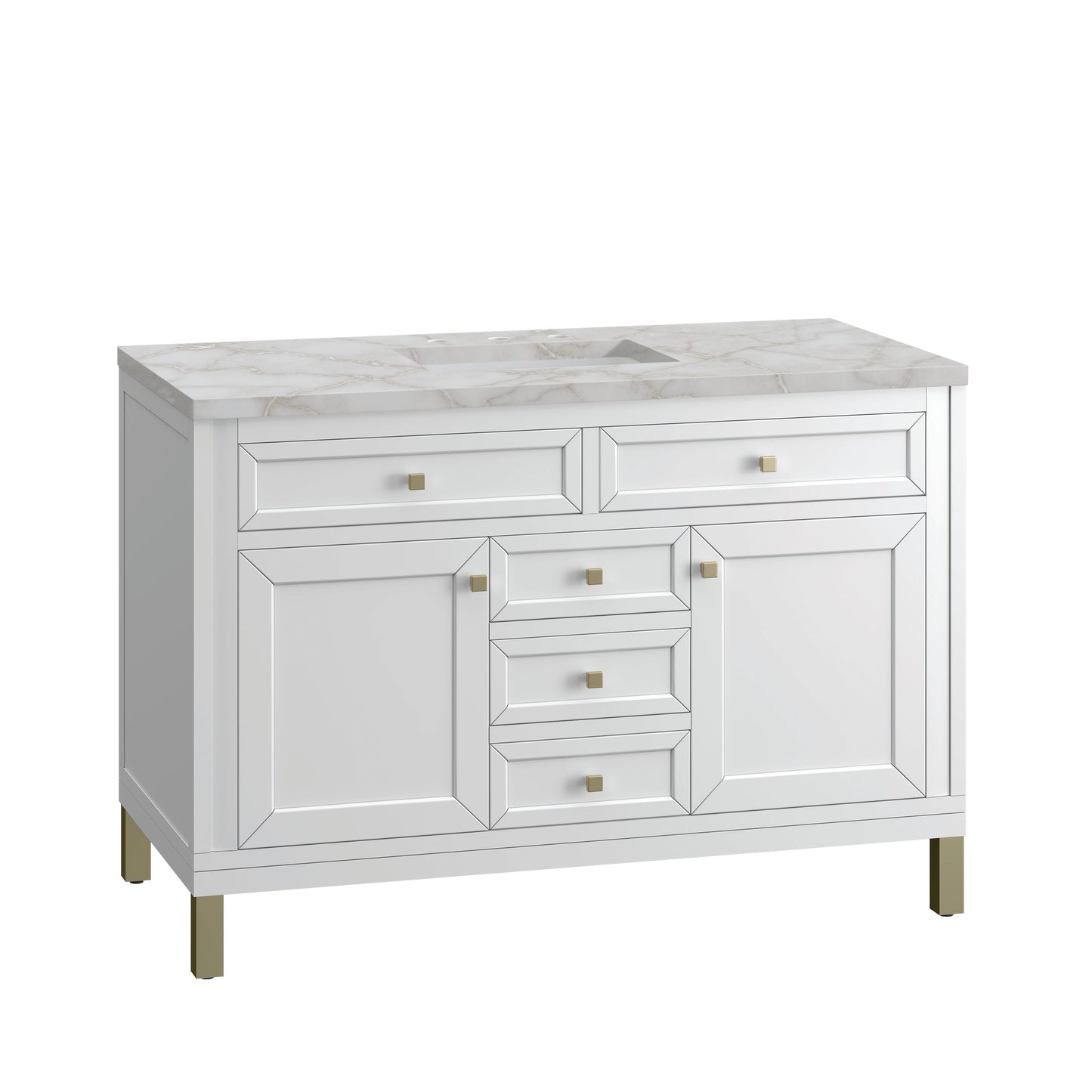 James Martin Vanities Chicago 48" Glossy White Single Vanity With 3 cm Victorian Silver Top