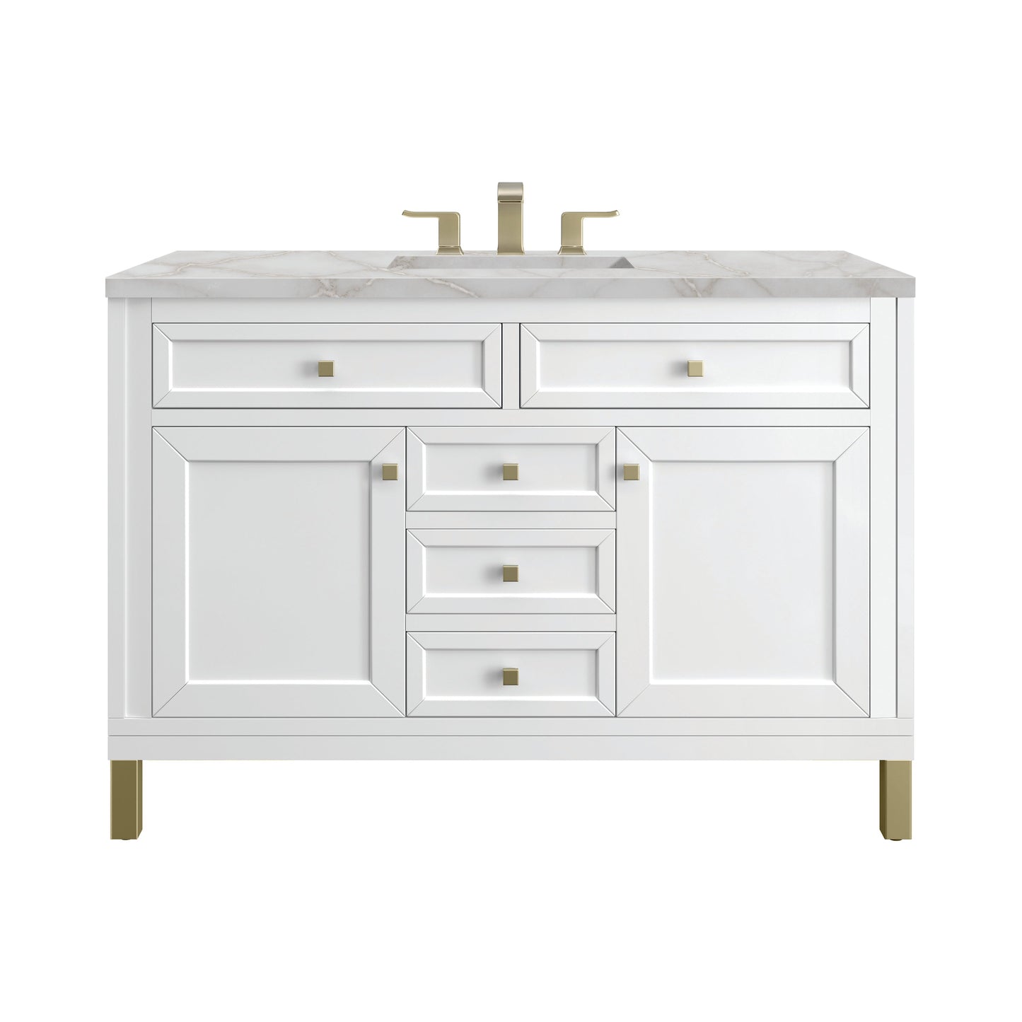 James Martin Vanities Chicago 48" Glossy White Single Vanity With 3 cm Victorian Silver Top