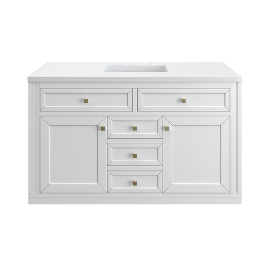 James Martin Vanities Chicago 48" Glossy White Single Vanity With 3 cm White Zeus Top