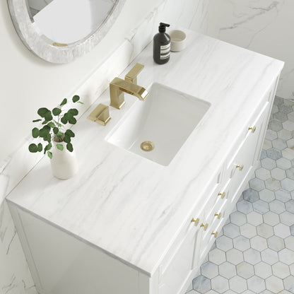 James Martin Vanities Chicago 48" Glossy White Single Vanity With 3cm Arctic Fall Solid Surface Top