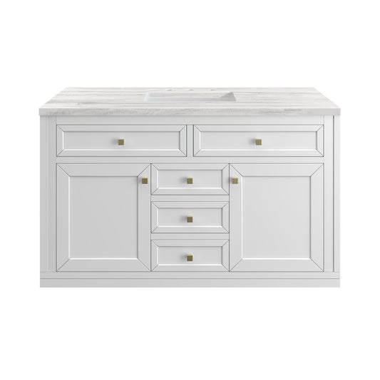 James Martin Vanities Chicago 48" Glossy White Single Vanity With 3cm Arctic Fall Solid Surface Top