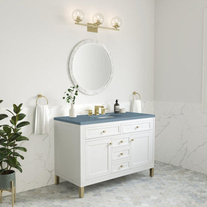 James Martin Vanities Chicago 48" Glossy White Single Vanity With 3cm Cala Blue Top