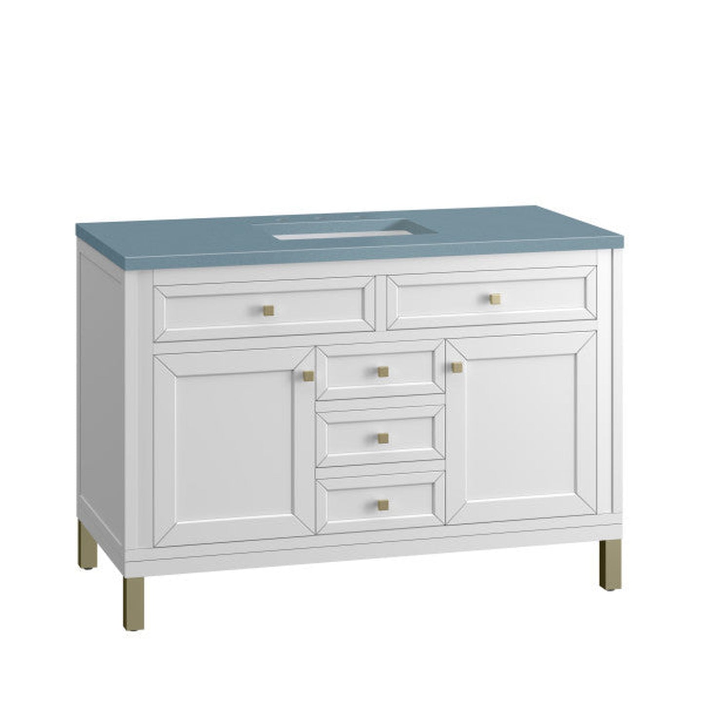 James Martin Vanities Chicago 48" Glossy White Single Vanity With 3cm Cala Blue Top