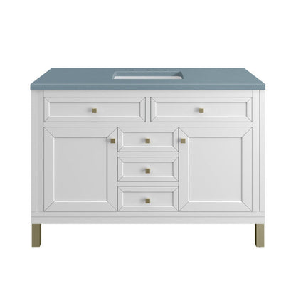 James Martin Vanities Chicago 48" Glossy White Single Vanity With 3cm Cala Blue Top