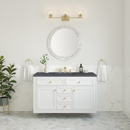 James Martin Vanities Chicago 48" Glossy White Single Vanity With 3cm Charcoal Soapstone Silestone Top