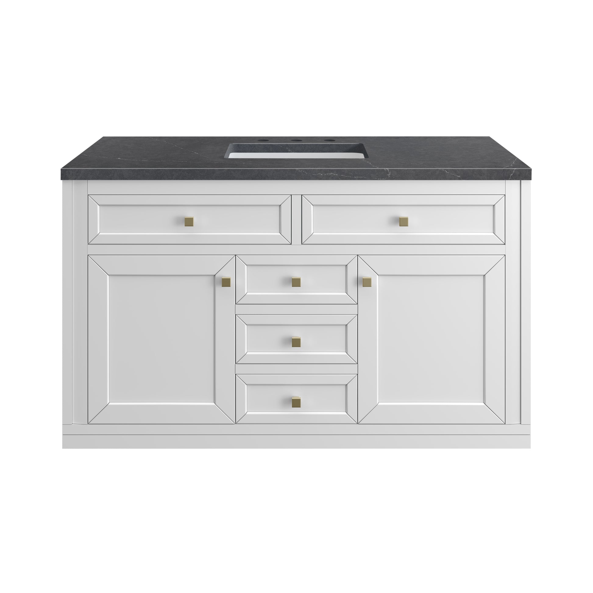 James Martin Vanities Chicago 48" Glossy White Single Vanity With 3cm Charcoal Soapstone Silestone Top