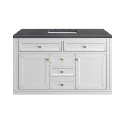 James Martin Vanities Chicago 48" Glossy White Single Vanity With 3cm Charcoal Soapstone Silestone Top