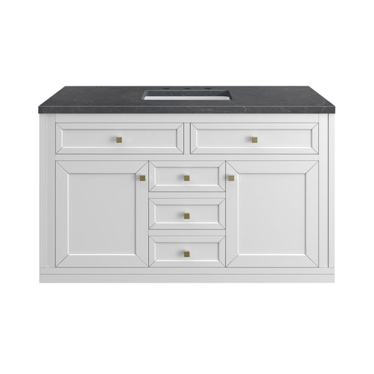 James Martin Vanities Chicago 48" Glossy White Single Vanity With 3cm Charcoal Soapstone Silestone Top