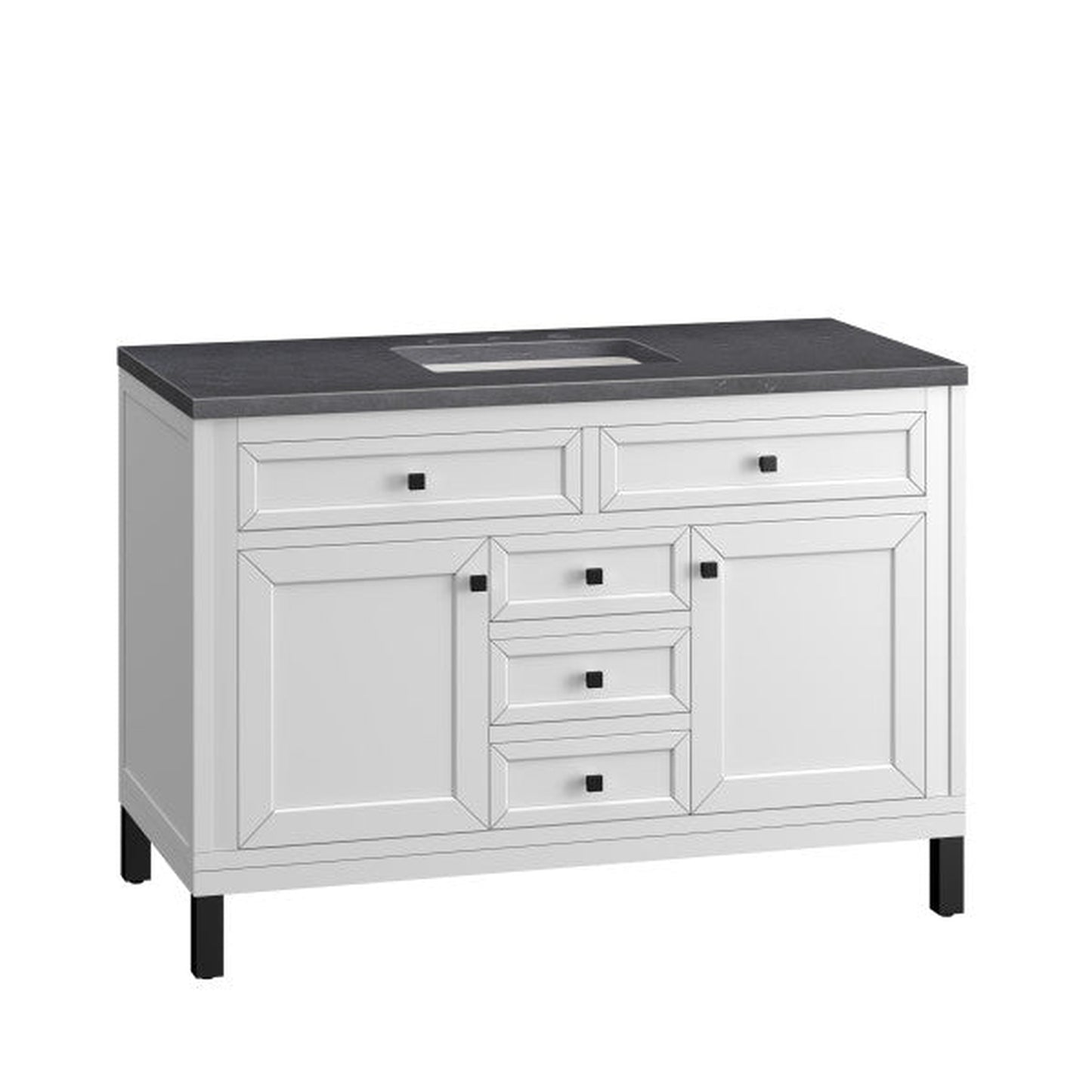 James Martin Vanities Chicago 48" Glossy White Single Vanity With 3cm Charcoal Soapstone Top