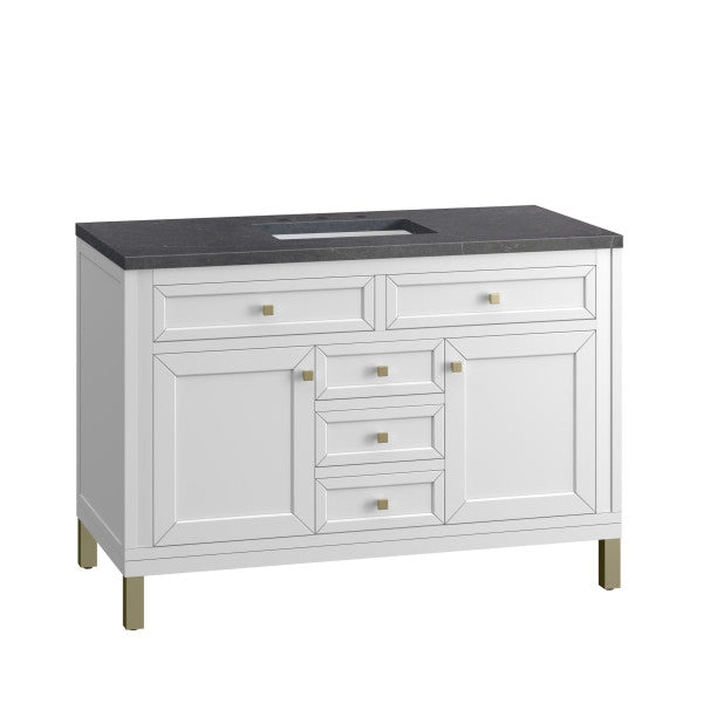 James Martin Vanities Chicago 48" Glossy White Single Vanity With 3cm Charcoal Soapstone Top