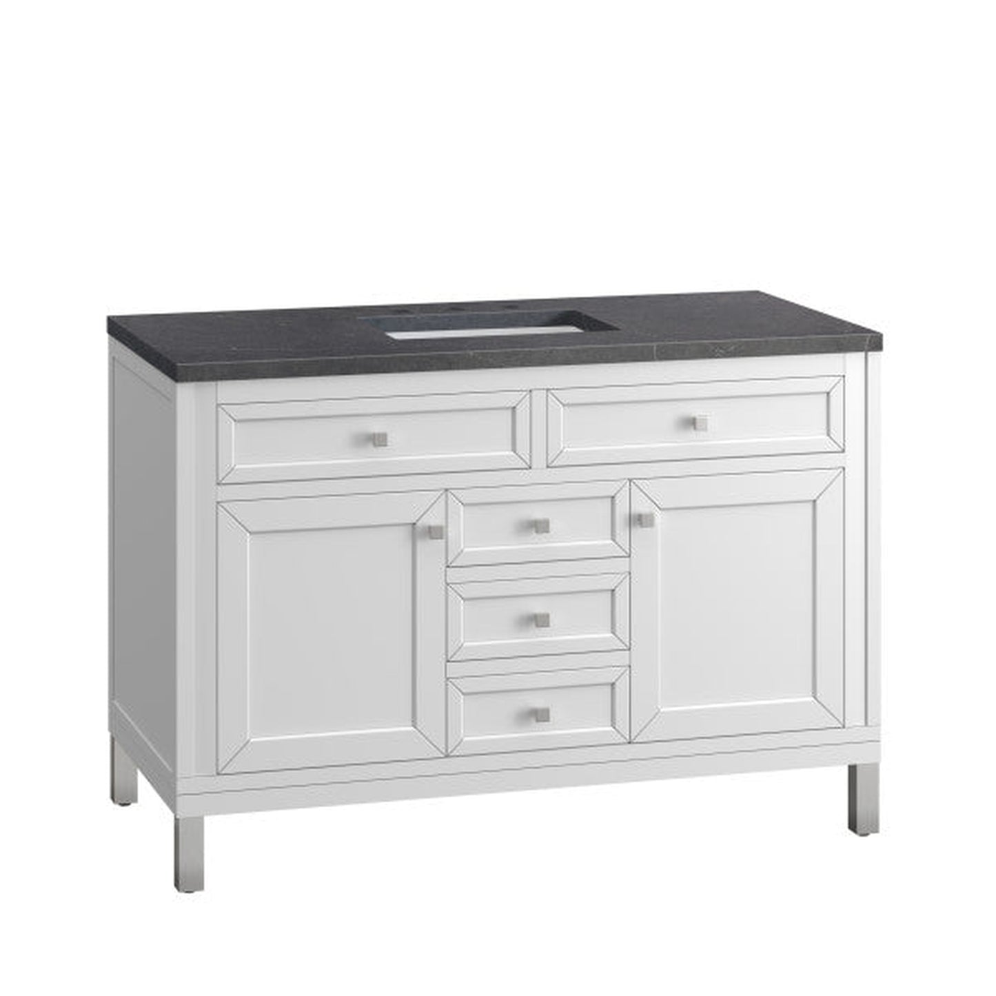 James Martin Vanities Chicago 48" Glossy White Single Vanity With 3cm Charcoal Soapstone Top