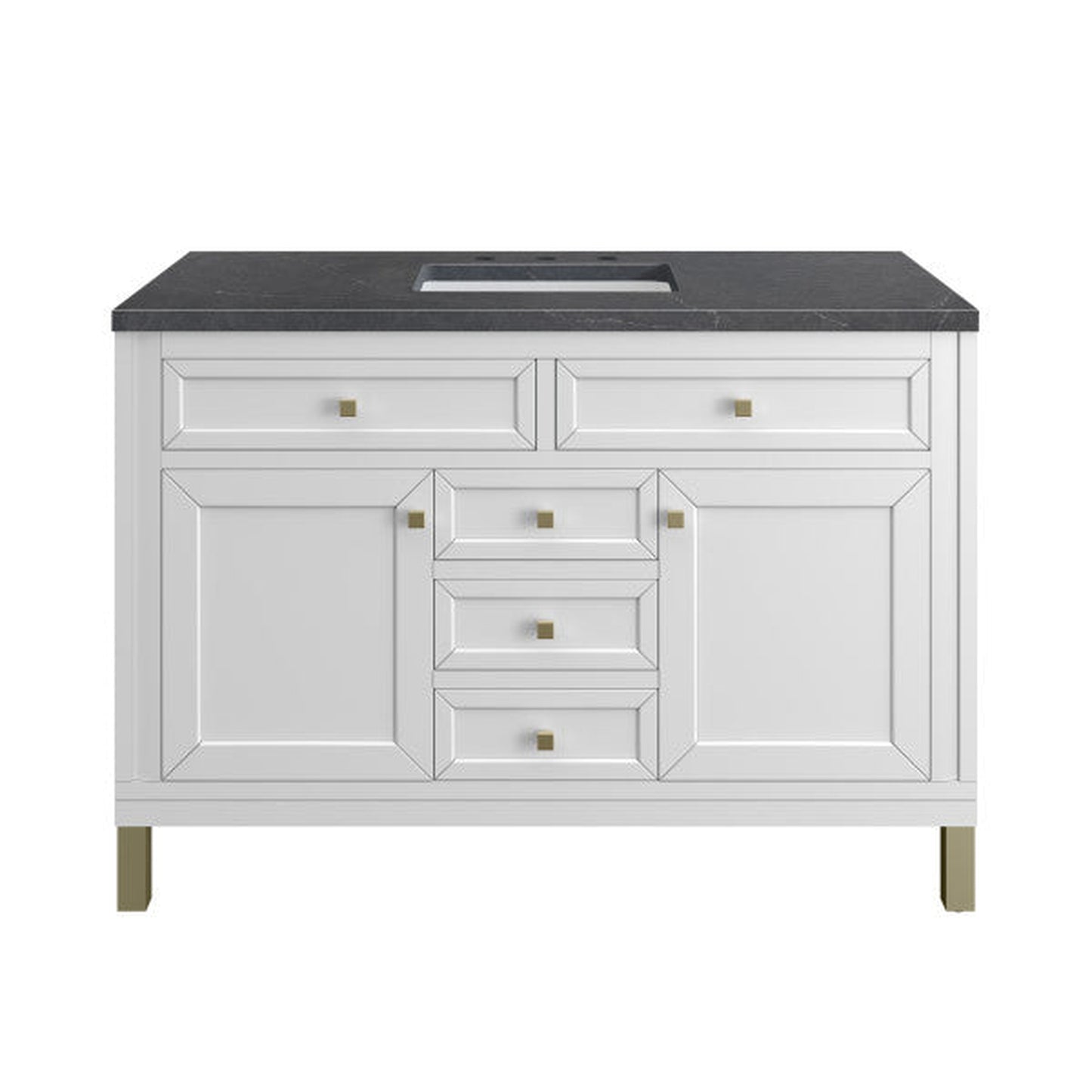 James Martin Vanities Chicago 48" Glossy White Single Vanity With 3cm Charcoal Soapstone Top