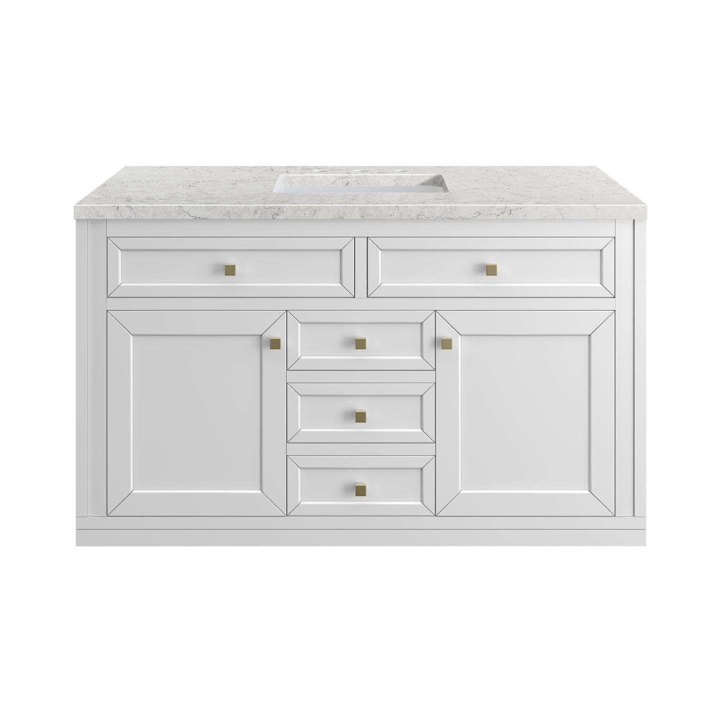 James Martin Vanities Chicago 48" Glossy White Single Vanity With 3cm Eternal Jasmine Pearl Silestone Top