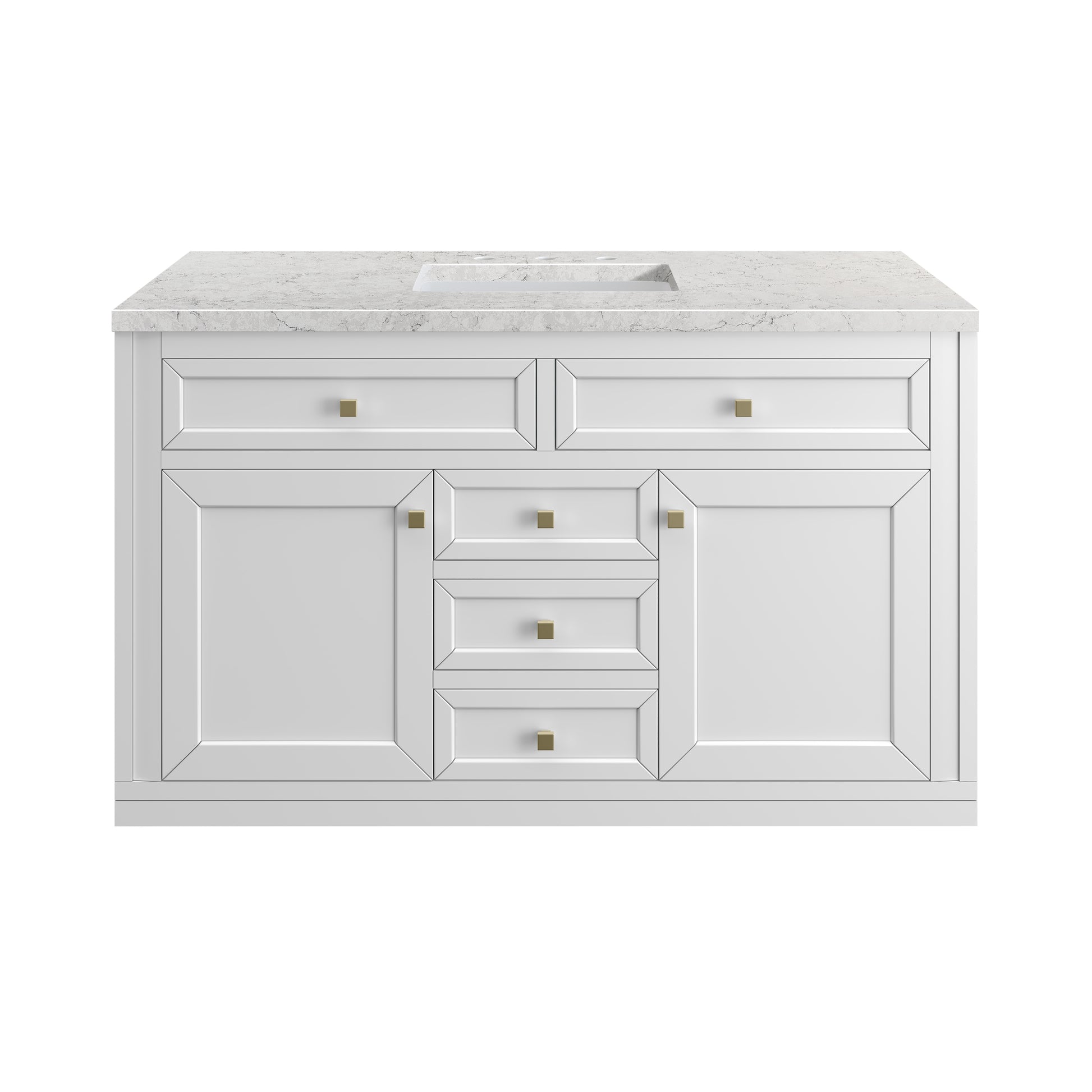 James Martin Vanities Chicago 48" Glossy White Single Vanity With 3cm Eternal Jasmine Pearl Silestone Top