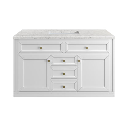 James Martin Vanities Chicago 48" Glossy White Single Vanity With 3cm Eternal Jasmine Pearl Silestone Top