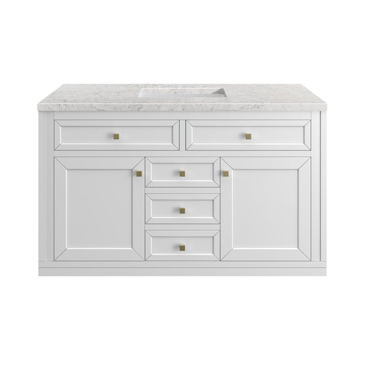 James Martin Vanities Chicago 48" Glossy White Single Vanity With 3cm Eternal Jasmine Pearl Silestone Top
