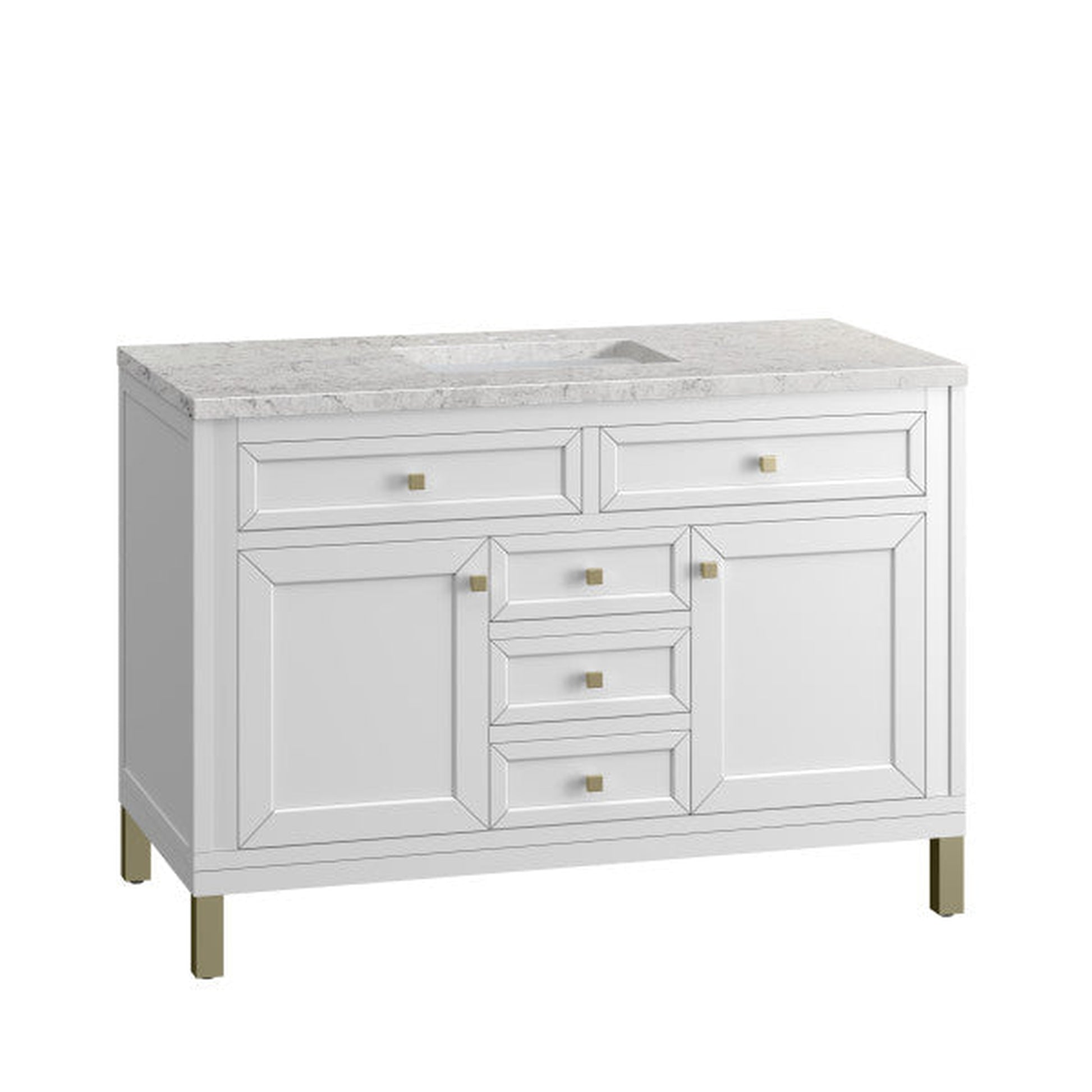 James Martin Vanities Chicago 48" Glossy White Single Vanity With 3cm Eternal Jasmine Pearl Top