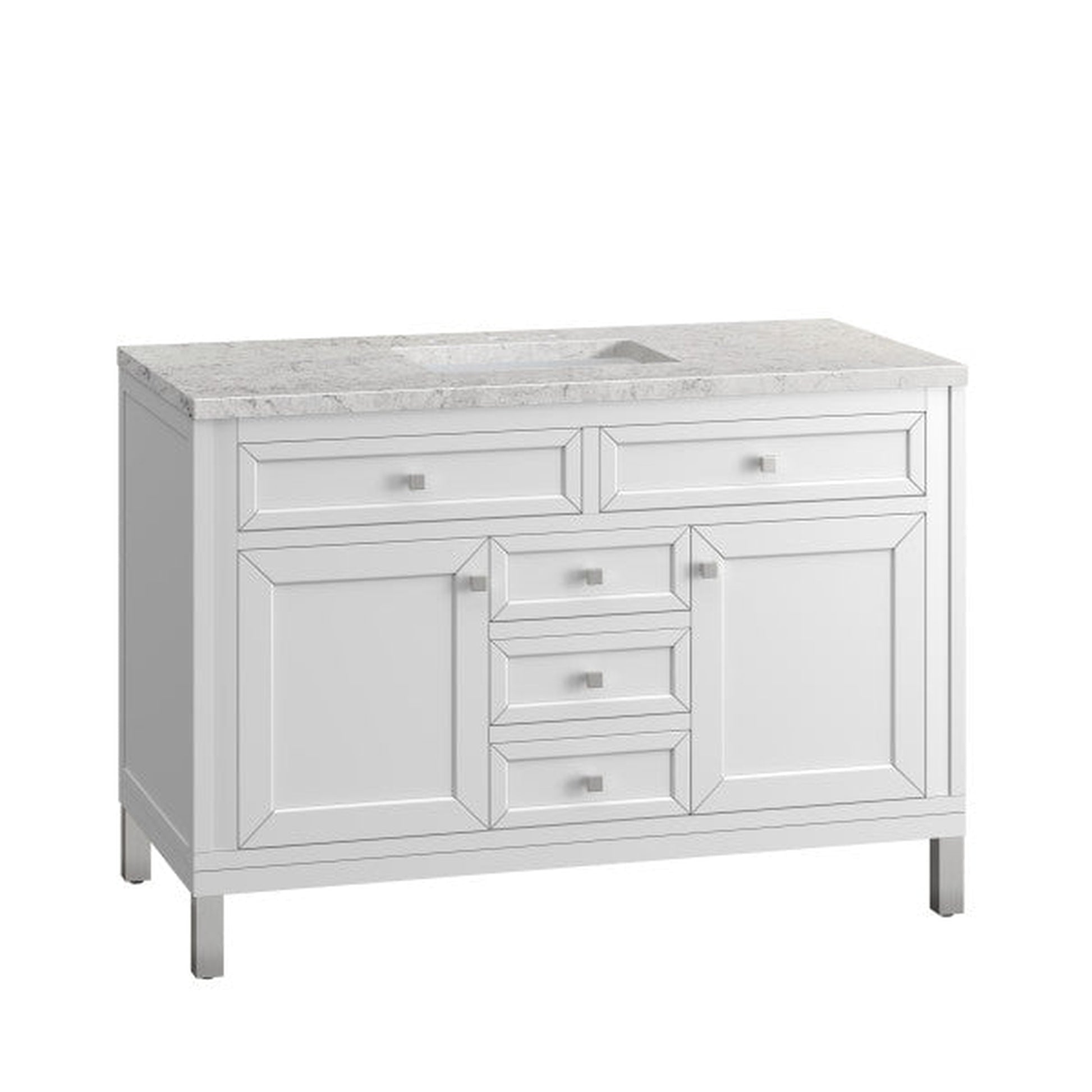 James Martin Vanities Chicago 48" Glossy White Single Vanity With 3cm Eternal Jasmine Pearl Top