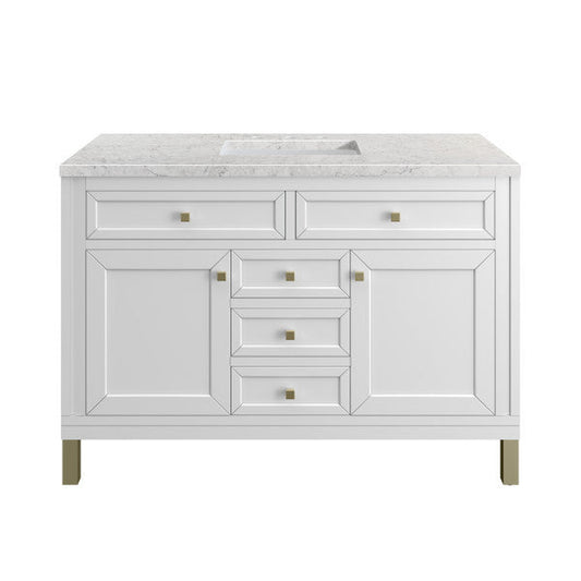 James Martin Vanities Chicago 48" Glossy White Single Vanity With 3cm Eternal Jasmine Pearl Top