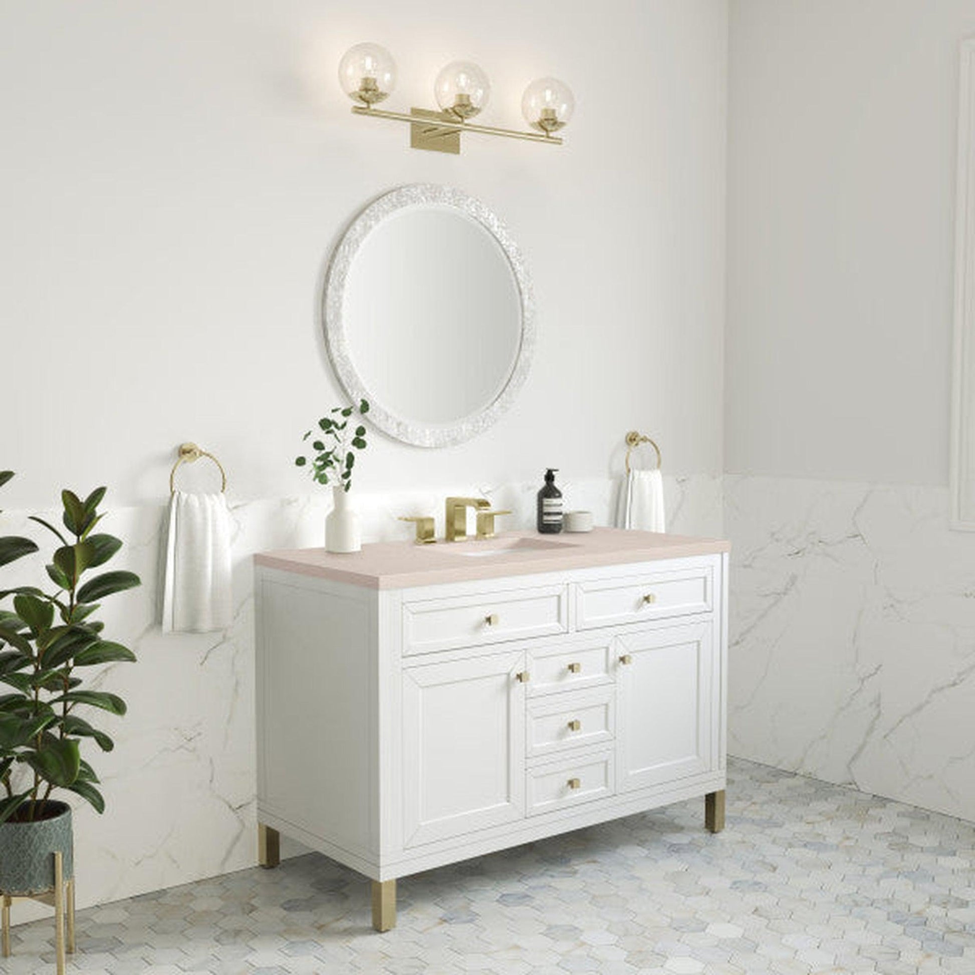 James Martin Vanities Chicago 48" Glossy White Single Vanity With 3cm Eternal Marfil Top