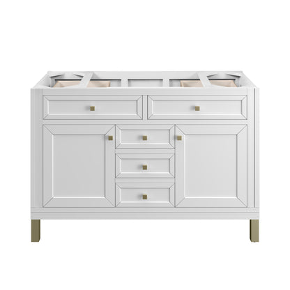 James Martin Vanities Chicago 48" Glossy White Single Vanity With 3cm Ethereal Noctis Silestone Top