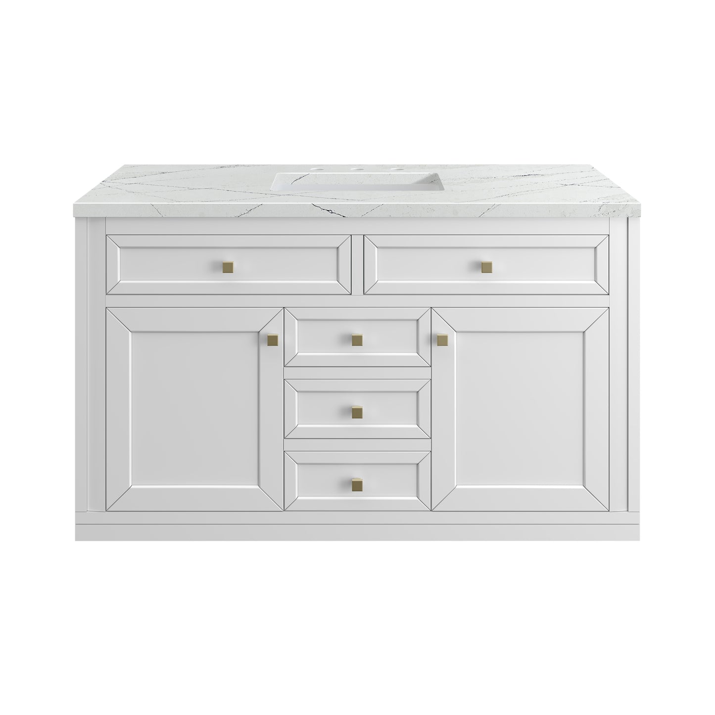 James Martin Vanities Chicago 48" Glossy White Single Vanity With 3cm Ethereal Noctis Silestone Top