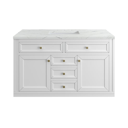 James Martin Vanities Chicago 48" Glossy White Single Vanity With 3cm Ethereal Noctis Silestone Top