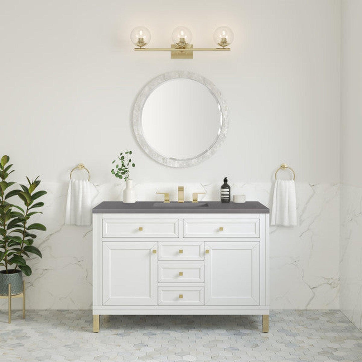 James Martin Vanities Chicago 48" Glossy White Single Vanity With 3cm Grey Expo Top