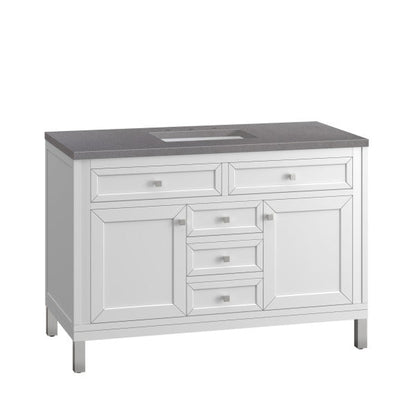 James Martin Vanities Chicago 48" Glossy White Single Vanity With 3cm Grey Expo Top