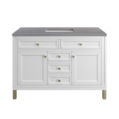 James Martin Vanities Chicago 48" Glossy White Single Vanity With 3cm Grey Expo Top