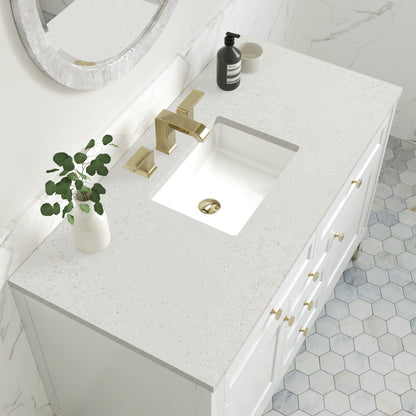 James Martin Vanities Chicago 48" Glossy White Single Vanity With 3cm Lime Delight Silestone Top