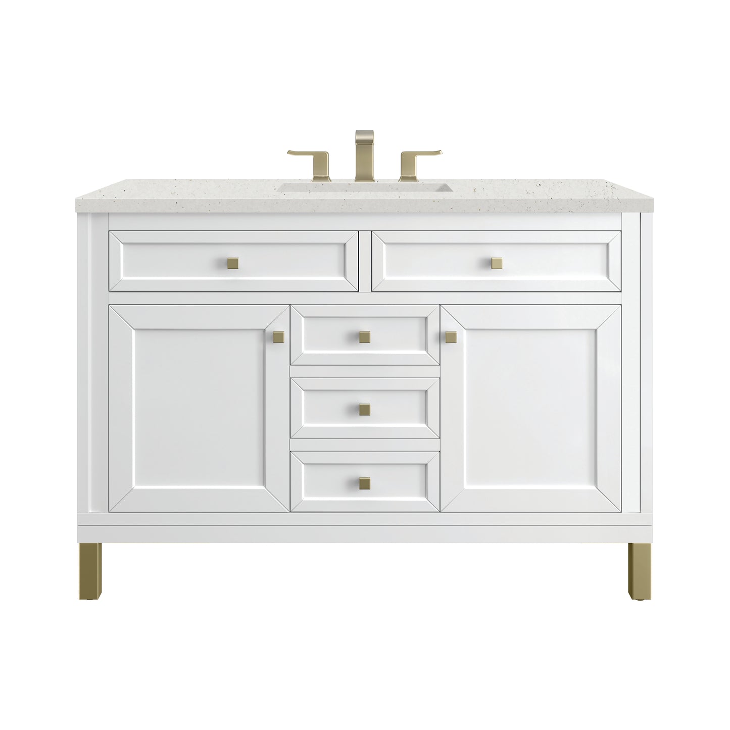 James Martin Vanities Chicago 48" Glossy White Single Vanity With 3cm Lime Delight Silestone Top