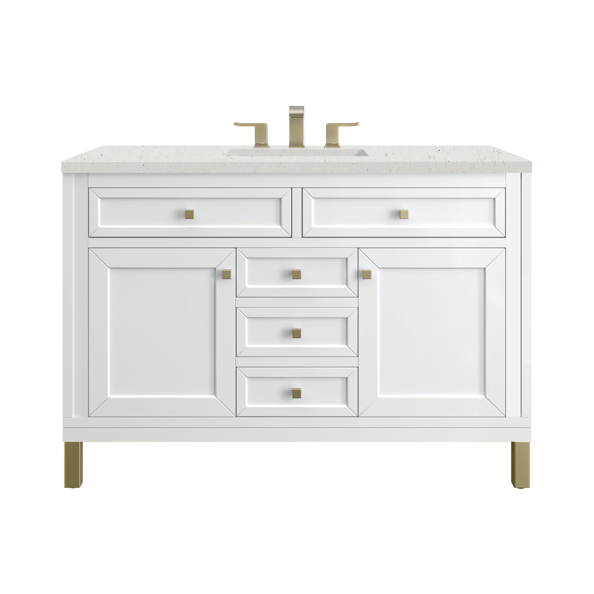 James Martin Vanities Chicago 48" Glossy White Single Vanity With 3cm Lime Delight Silestone Top
