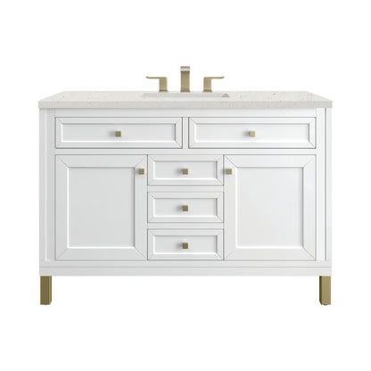 James Martin Vanities Chicago 48" Glossy White Single Vanity With 3cm Lime Delight Silestone Top