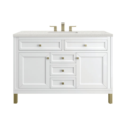 James Martin Vanities Chicago 48" Glossy White Single Vanity With 3cm Lime Delight Silestone Top