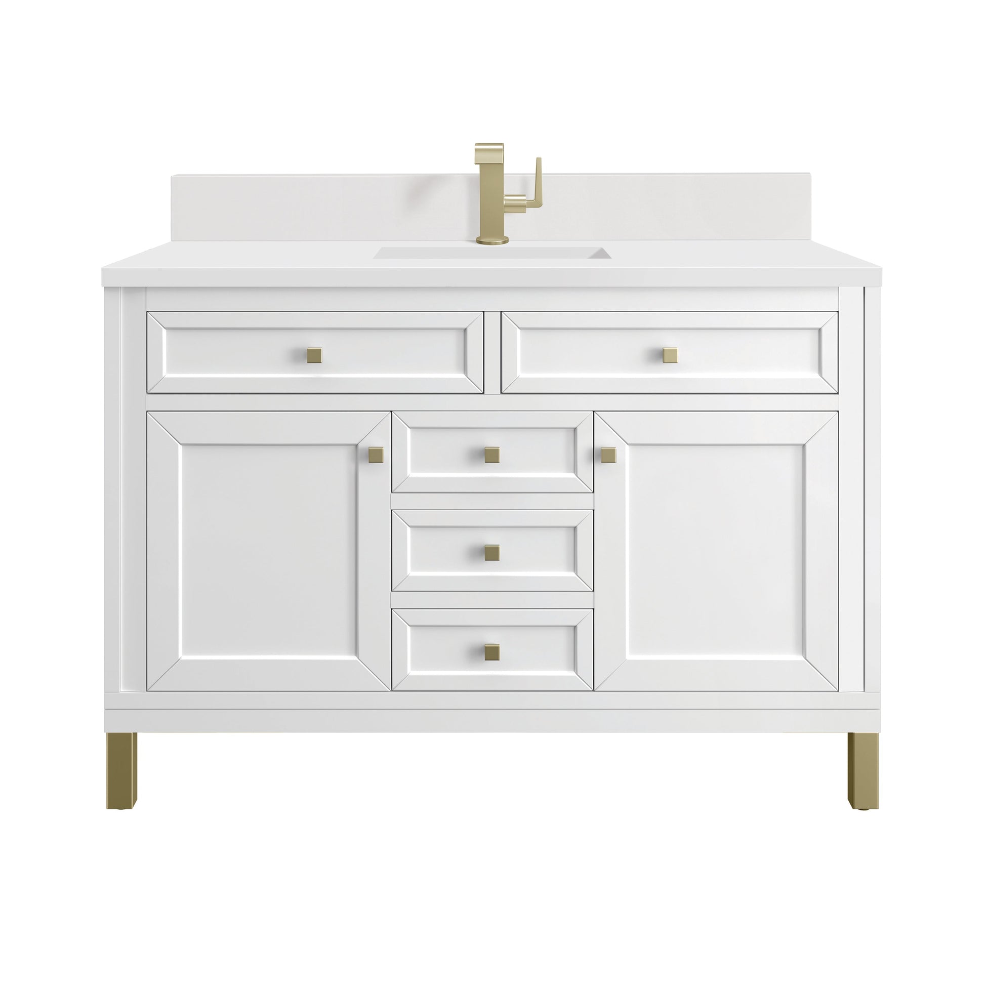 James Martin Vanities Chicago 48" Glossy White Single Vanity With Single Hole 3 cm White Zeus Top & Backsplash