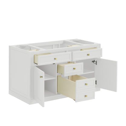 James Martin Vanities Chicago 48" Glossy White Single Vanity With Single Hole 3cm White Zeus Silestone Top and Backsplash