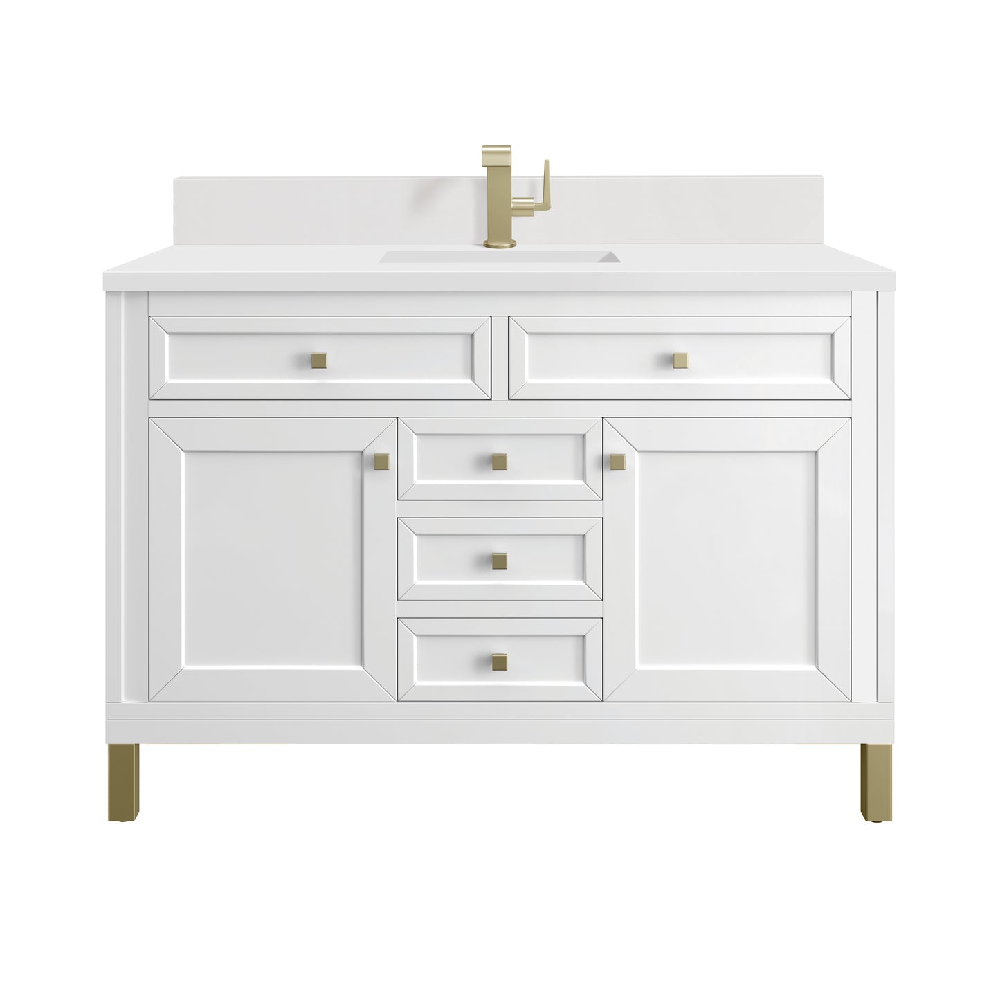 James Martin Vanities Chicago 48" Glossy White Single Vanity With Single Hole 3cm White Zeus Silestone Top and Backsplash