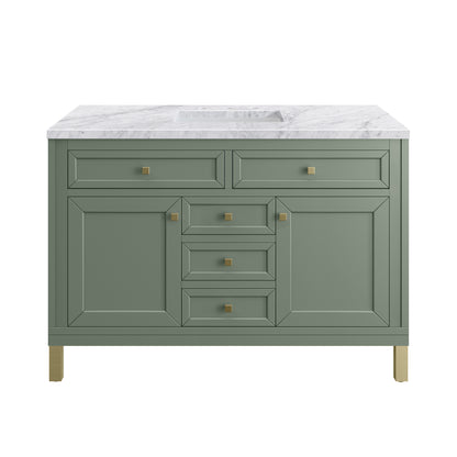 James Martin Vanities Chicago 48" Smokey Celadon Single Vanity With 3 cm Carrara Marble Top