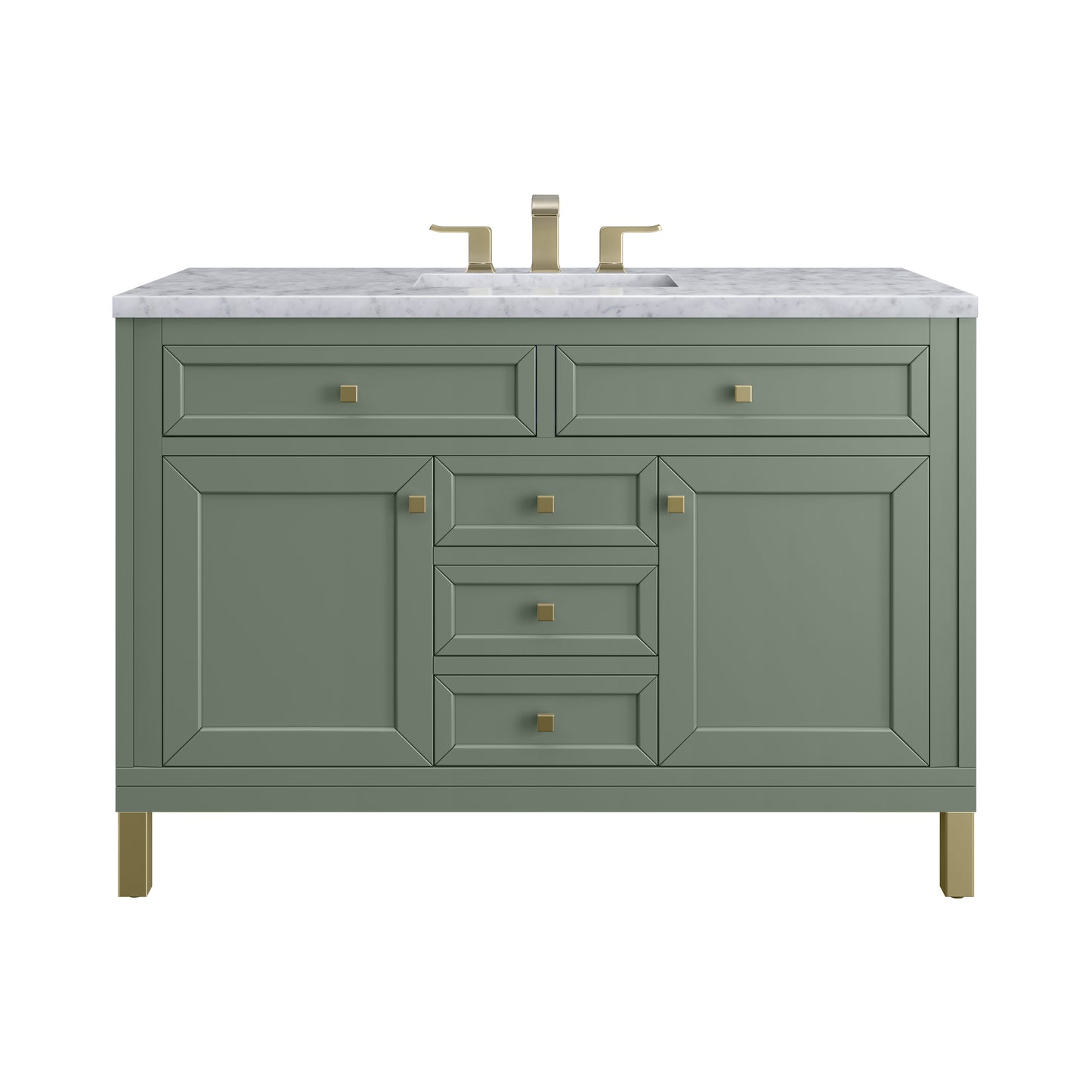 James Martin Vanities Chicago 48" Smokey Celadon Single Vanity With 3 cm Carrara Marble Top