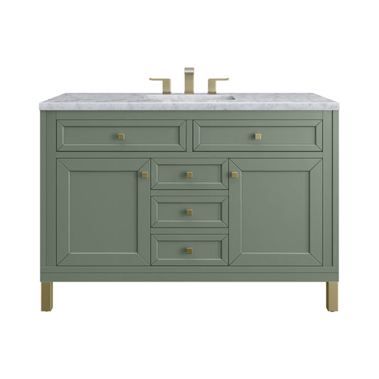 James Martin Vanities Chicago 48" Smokey Celadon Single Vanity With 3 cm Carrara Marble Top