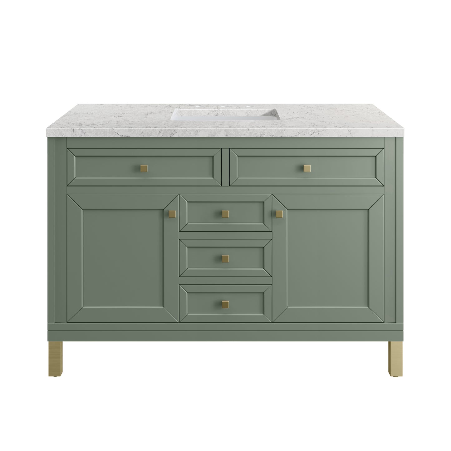 James Martin Vanities Chicago 48" Smokey Celadon Single Vanity With 3 cm Eternal Jasmine Pearl Silestone Top and FreePower Wireless Charger