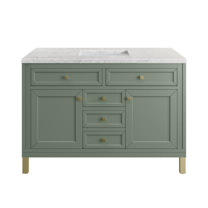 James Martin Vanities Chicago 48" Smokey Celadon Single Vanity With 3 cm Eternal Jasmine Pearl Silestone Top and FreePower Wireless Charger