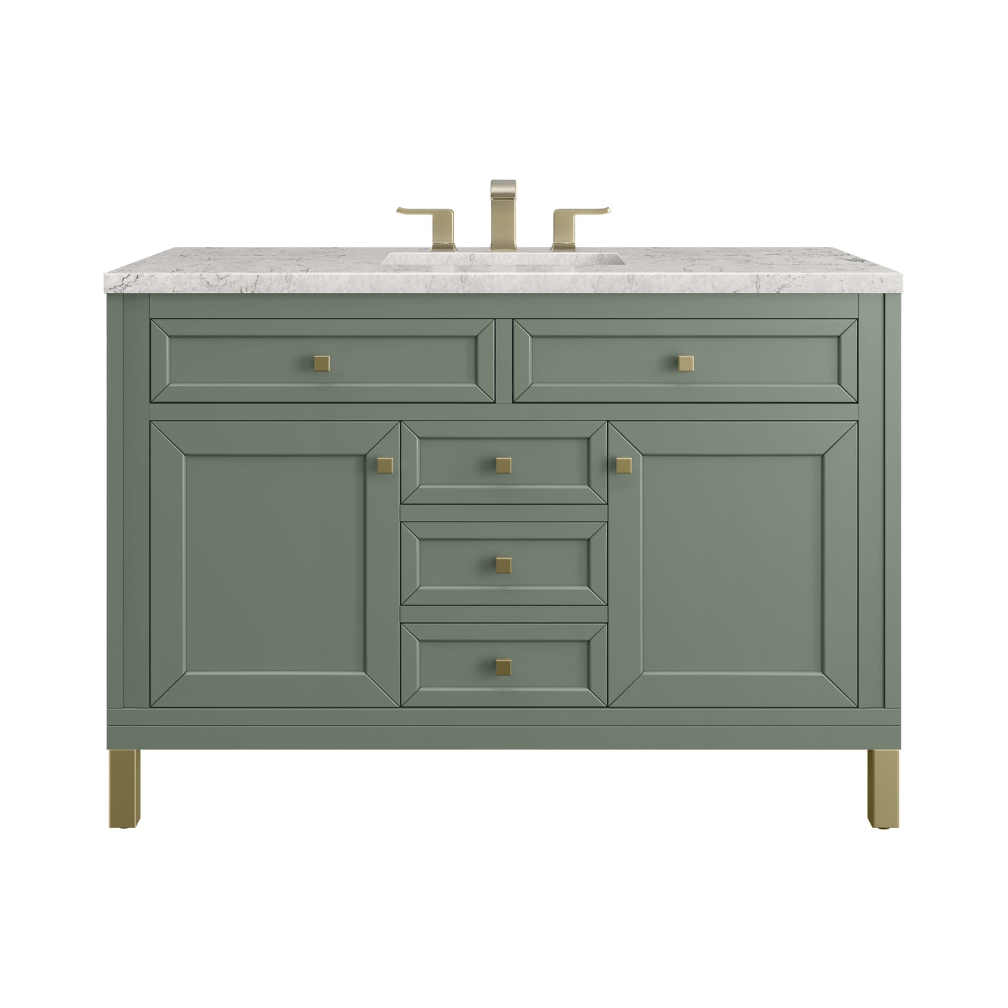 James Martin Vanities Chicago 48" Smokey Celadon Single Vanity With 3 cm Eternal Jasmine Pearl Silestone Top and FreePower Wireless Charger
