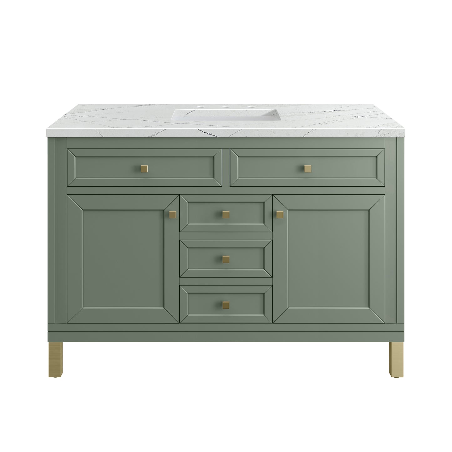 James Martin Vanities Chicago 48" Smokey Celadon Single Vanity With 3 cm Ethereal Noctis Silestone Top and FreePower Wireless Charger