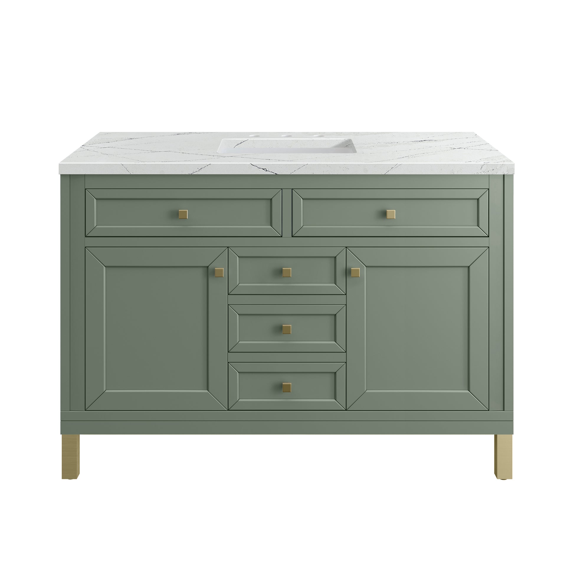 James Martin Vanities Chicago 48" Smokey Celadon Single Vanity With 3 cm Ethereal Noctis Silestone Top and FreePower Wireless Charger